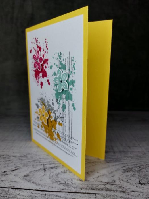 Grußkarte mit Blüten Gelb handgemacht
